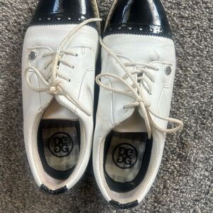 G Fore Ladies Cap Toe Gallivanter Golf Shoes - Snow/Onyx